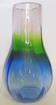 Studio Art Glass Vase Hand Blown Bubbled Tri-Color - £42.02 GBP