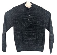 Mens Black Sweatshirt Large Buckle 1/4 Button - £29.10 GBP