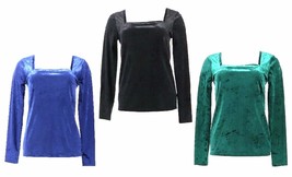 Skinnygirl Giana Crushed Velvet Square Neck Long Sleeve Top Sizes XS-XL NWT/NWOT - £23.97 GBP