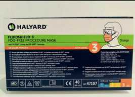 Halyard Health 47107 FluidShield Earloop Level 3 Face Masks Orange 40/Bx - $28.01