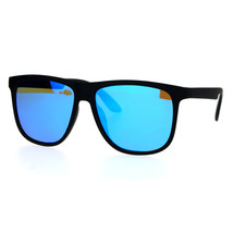 Classic Square Frame Sunglasses Unisex Fashion Matte Black Mirror Lens - £8.05 GBP