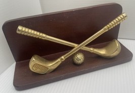 Vintage Wood &amp; Metal Brass Desk Decor Or Napkin Holder  - $12.19