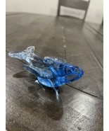 Art Glass Hand Blown Whale Humpback Royal Blue small 4” - $19.79