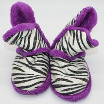 Sweet Girl&#39;s Sequin Zebra Animal Print Faux Fur Bootie Slippers size 13/1 - $3.99