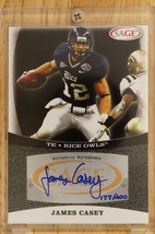 2009 SAGE Auto Silver 177/400 James Casey #A8 Rookie Auto RC Rice Owls Football - $4.94