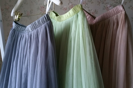 GRAY Full Tulle Skirt Women Custom Plus Size A-line Long Tulle Skirt image 2