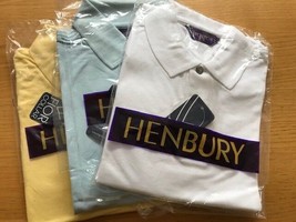 Uomo Henbury Maglietta Golf Vendita. Taglia M.3 Camicie Azzurro,Giallo,B... - £15.25 GBP