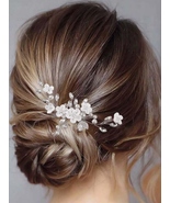 Latious Bride Wedding Flower Hair Comb Crystal Bridal Hair Pieces Pearl ... - £8.35 GBP