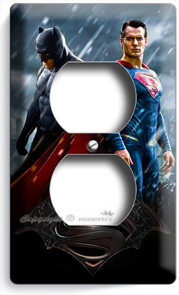 BATMAN V SUPERMAN SUPERHEROS DUPLEX OUTLET WALL PLATE COVER BOYS BEDROOM DECOR