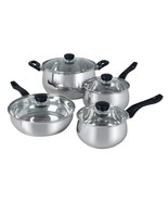 Oster Rametto 8 Piece Stainless Steel Kitchen Cookware Set with Glass Lids - $75.31