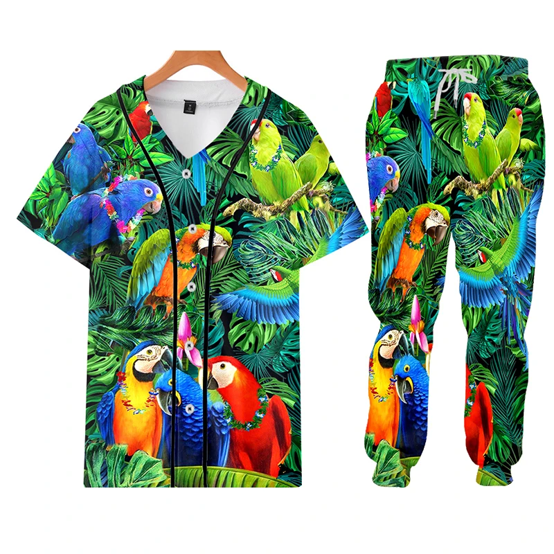  Parrot Bird Trauit Men 2 Pieces Set Sweatshirt Sweatpants wear Zipper Hoodies C - £216.17 GBP