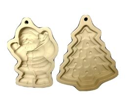 2 Brown Bag Cookie Art Clay Mold Press Santa Claus &amp; Christmas Tree Orna... - $271.86 MXN