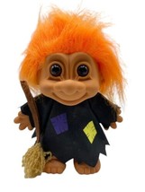 Vintage 7&quot; Russ Halloween Witch Troll Doll Orange Hair Brown Eyes - £11.06 GBP