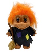 Vintage 7&quot; Russ Halloween Witch Troll Doll Orange Hair Brown Eyes - £11.00 GBP