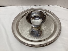 Vintage Oneida Silversmiths Silver-plate Embossed Silver Chip &amp; Dip Serving Tray - £17.73 GBP