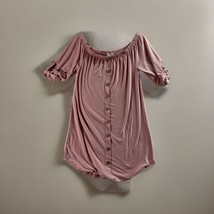 Full Circle Trends Top Womens Medium Pink  Button up Cold Shoulder Shoulder - $13.25