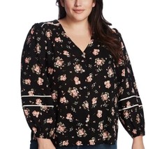 1.State Womens Plus 1X Veridian Blooms Pipe Bubble Sleeve Blouse NWT CG25 - £34.83 GBP