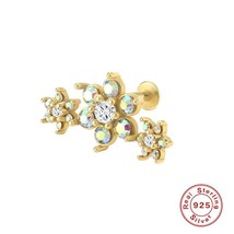 AIDE 1PCS 925 Silver Cartilage Piercing 3/5 Flower Thread Flat Head Stud Earring - £15.69 GBP