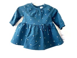 NWT Just One You Baby Girls Heart Print Long Sleeve Dress With Panties, Teal, 3M - £6.22 GBP