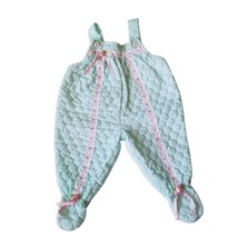 Quilted Baby Overalls Tiny Tots Original Vintage Girl 6 to 9 Months Lace Ribbon - £31.95 GBP