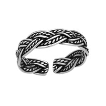 Oxidized 925 Sterling Silver Braided Toe Ring - £11.22 GBP