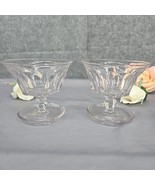 Vintage 2 Desert Glasses Clear with Pink Glow Elegant Curved Base for Sp... - $11.64