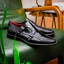 Genuine ostrich leg leather upper Shoes Napoli Black image 6