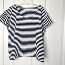 Madewell Blue Stripe Cotton Lyndale Oversized Tee T-Shirt Size S Short S... - £11.63 GBP
