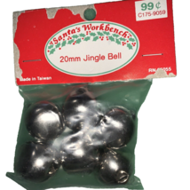 Vintage 20mm DIY CRAFT SET OF SIX Silver JINGLE BELLS CHRISTMAS CHARM DE... - $4.83