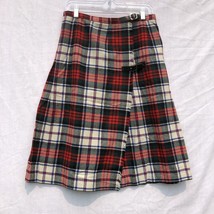 Brendella Tartan Plaid Kilt Wrap Skirt 100% Wool Ireland White Red Blue ... - £31.14 GBP