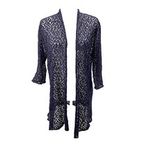 Eileen Fisher Open Knit Cardigan Med Linen Blend Metallic Coastal Cottag... - $38.00