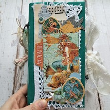 Mermaid junk journal handmade Ocean nautical steampunk journal for sale lace - £395.08 GBP