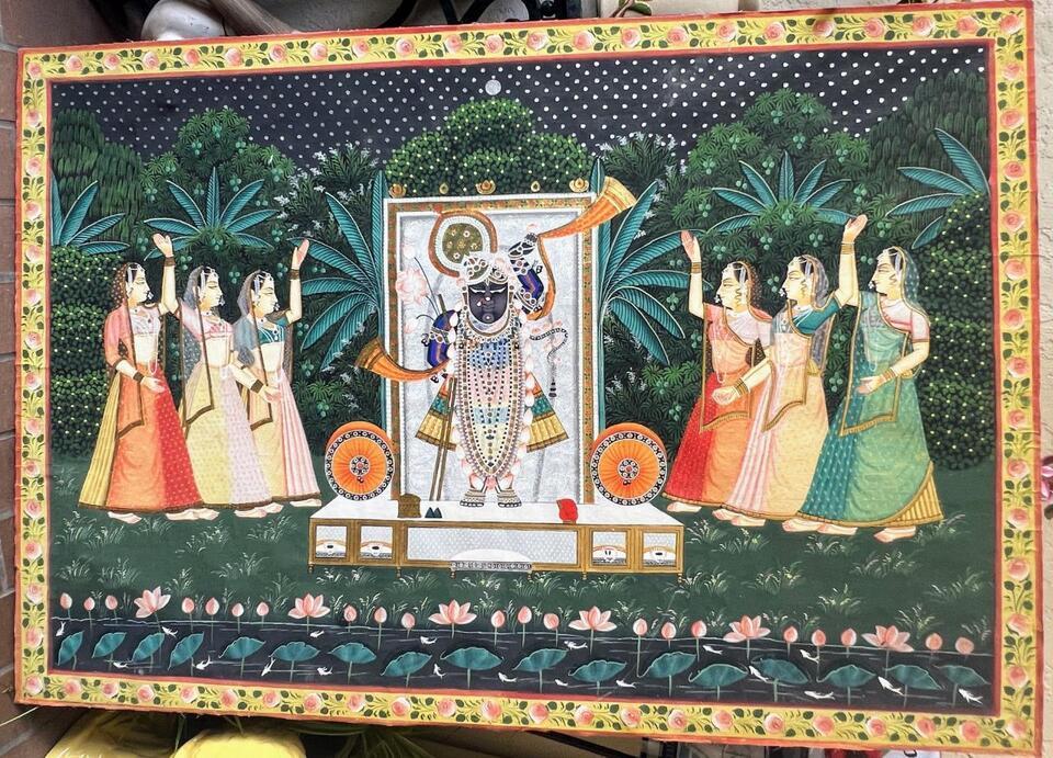 Large India Indian Painting of Shrinath ji Pichwai Indian Religious Art ... - $292.50