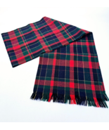Avoca Handweavers 100% Pure New Wool Mens Scarf 62x10&quot; Tartan Plaid Frin... - $59.67 CAD