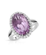 $180 DESIGNER 7.75 CTW DOUBLET PINK QUARTZ HALO TOPAZ .925 STERLING RING... - $95.72 CAD