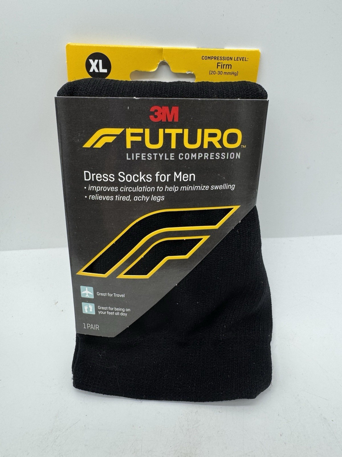 Futuro Men&#39;s XL Dress Socks Firm Compression Black Extra Large COMBINESHIP - $9.29