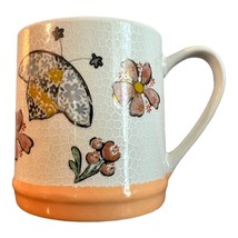 Seeds and Sunshine Coffee Mug, Cup Orange Bees and Flowers Gold Trim - £8.56 GBP