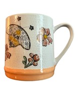 Seeds and Sunshine Coffee Mug, Cup Orange Bees and Flowers Gold Trim - £8.67 GBP