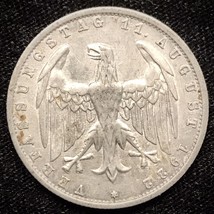 1922 A Germany Weimar Republic 3 Mark Constitution Coin - $6.93