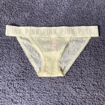 Victoria Secret Bikini Yellow Sheer Floral Lace Logo Band Underwear Small NWOT - £11.06 GBP