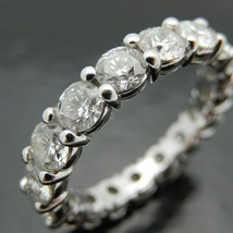 Women 14K White Gold Diamond Eternity Band Ring size 8.5 4.25 carat - £7,100.18 GBP