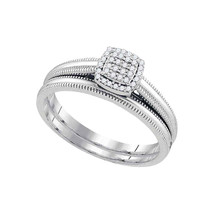 10k White Gold Round Diamond Bridal Wedding Engagement Ring Band Set 1/1... - $4,819.94 MXN