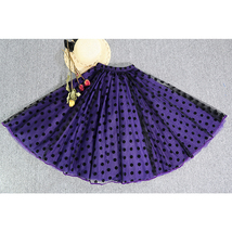 Purple Polka Dot Tulle Midi Skirt Outfit Women Plus Size A-line Flare Tutu Skirt image 3