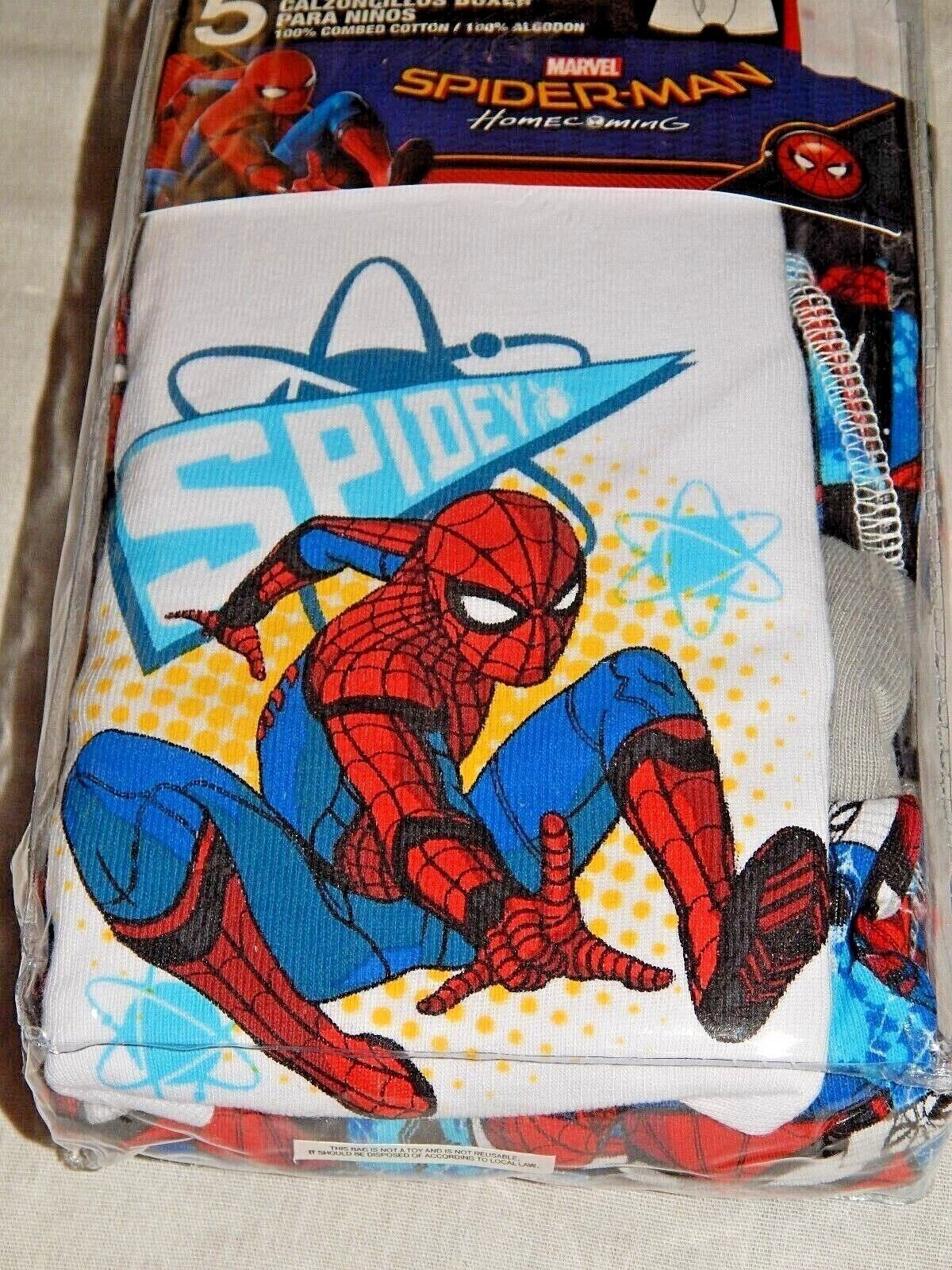Boy's Underwear 5 Pair Spiderman Boxer Briefs Boys Size 6 NEW Comic Book  Marvel