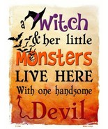 Witch Monsters Devil Halloween Theme Metal Sign 9&quot; x 12&quot; Wall Decor - DS - £18.92 GBP