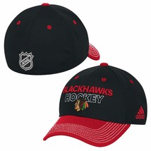 Chicago Blackhawks NHL Adidas Black Two Tone Locker Room Hat Cap Men&#39;s Flex S/M - £13.27 GBP