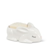 Sleeping Bunny Soap Dish 6.5 in Long Porcelain White Adorable Rabbit Bat... - $26.88 CAD