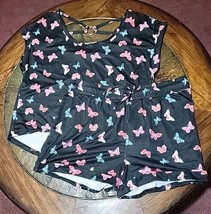 No Boundaries 2 pc Short Sleepwear Set Pajama Black Butterflies Juniors XXL (19) - £9.86 GBP