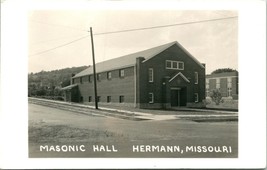 RPPC Hermann Missouri MO Masonic Hall Street View UNP Postcard - £26.43 GBP