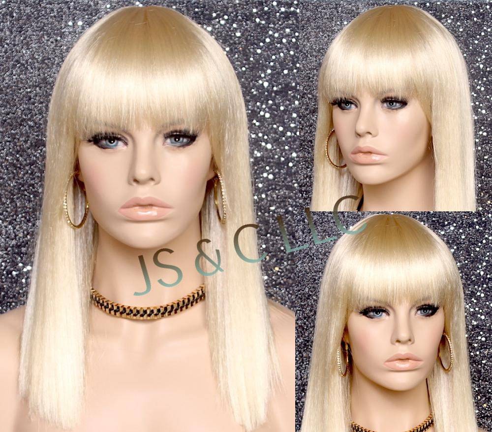 Bleach Blone Blunt Cut back and Bangs Wig Lady Gaga Cancer Alopecia Thea... - $68.95